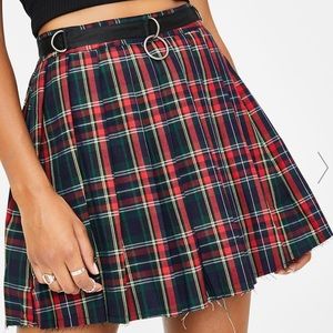 Current mood plaid pleated skirt